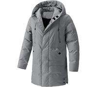Giacca da uomo con cappuccio invernale calda e spessa, parka lungo da metà, imbottito, piumino, taglia grande, termica, casual, per esterni, Grigio, 6XL