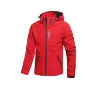 Giacca da uomo con cappuccio, stile softshell, con cerniera, con tasche sicure, polsini e orlo regolabili, strato casual a maniche lunghe per escursioni, campeggio, viaggi, passeggiate nel fine