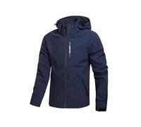Giacca da uomo con cappuccio, stile softshell, con cerniera, con tasche sicure, polsini e orlo regolabili, strato casual a maniche lunghe per escursioni, campeggio, viaggi, passeggiate nel fine