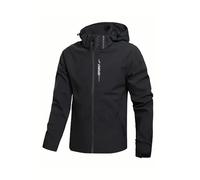 Giacca da uomo con cappuccio, stile softshell, con cerniera, con tasche sicure, polsini e orlo regolabili, strato casual a maniche lunghe per escursioni, campeggio, viaggi, passeggiate nel fine