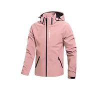 Giacca da uomo con cappuccio, stile softshell, con cerniera, con tasche sicure, polsini e orlo regolabili, strato casual a maniche lunghe per escursioni, campeggio, viaggi, passeggiate nel fine