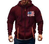 Giacca da uomo con cerniera, stile patrioatico americano, leggero, streetwear allentato con stampa bandiera amaricana 3D, felpa con cappuccio alla moda con nastro alla moda per sport all'aria aperta