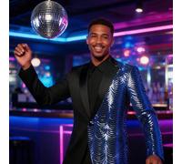 Giacca da uomo con paillettes a forma di squame di pesce, abito da cerimonia per palcoscenico e performance, stile da festa e discoteca Questo collegamento vende solo blazerL,M,S,XL,XXLColore unicoPol