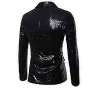 Giacca da uomo con paillettes dorate, per carnevale e occasioni festive, per matrimoni, spettacoli da sera, 1-nero, L