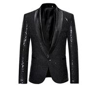 Giacca da uomo con paillettes, Giacca da cena da smoking lucido, Blazer da festa scintillante, Giacca da abito glitterato per eventi, Cappotto metallico da prestazione, Giacca formale da uomo con