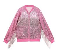 Giacca da uomo con paillettes glitterate Full Zip brillante metallizzata giacca sportiva con nappe colorate lucide bomber vintage discoteca anni '70 Clubwear Shining Giacca per le mezze stagioni