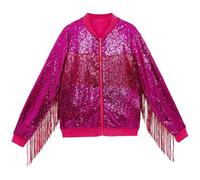Giacca da uomo con paillettes glitterate Full Zip brillante metallizzata giacca sportiva con nappe colorate lucide bomber vintage discoteca anni '70 Clubwear Shining Giacca per le mezze stagioni, RD1