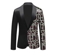 Giacca da uomo con paillettes leopardate per cantanti da bar, palcoscenico, ballo, sera, sottile, con glitter, D, L