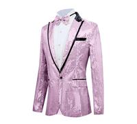 Giacca da uomo con paillettes per spettacoli sul palco, vestibilità aderente, rosa e argento, set elegante abbigliamento da palcoscenico per artisti maschili, lavorazione di alta qualità, glamour