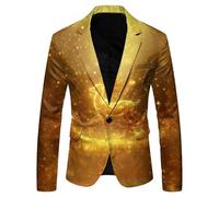 Giacca da uomo con stampa albero di Natale, giacca slim fit per feste di Natale, giacca da uomo, giacca brutta alla moda, per matrimoni, feste formali, capispalla da uomo, A#013-Oro, 3XL