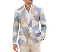 Giacca da uomo con stampa triangolare, un bottone, a maniche lunghe, alla moda, per feste, cocktail, gala, servizi fotografici, diverse varianti di colore, regalo per uomini