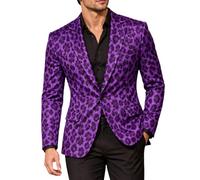 Giacca da uomo con un bottone, giacca da uomo con stampa leopardata | Giacca aderente con motivo floreale, comoda giacca da matrimonio calda con tasche per sposi e balli di fine anno