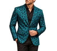 Giacca da uomo con un bottone, giacca da uomo con stampa leopardata | Giacca aderente con motivo floreale, comoda giacca da matrimonio calda con tasche per sposi e balli di fine anno