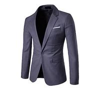 Giacca da uomo con una vestibilità stretta, cappotto sportivo, per l'uso quotidiano, giacca da lavoro moderna, con bottoni, casual, vestibilità normale, per il tempo libero, grigio scuro, 4XL