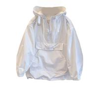 Giacca da uomo con zip a quarto,Giacche leggere atletiche casual pullover casual,Giacca a vento unisex con grande tasca patchwork, bianco, L