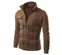 Giacca da uomo da camionista da motociclista con cerniera completa, giacca casual impermeabile calda con tasche sul petto, giacca a vento per il tempo libero, vintage, sottile, antivento, da uomo