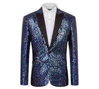 Giacca da uomo di lusso con paillettes, blazer lucido da uomo con risvolto dentellato un pulsante cappotto scintillante alla moda giacca da smoking con paillettes maglione moderno maglione elegante