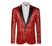 Giacca da uomo di lusso con paillettes, blazer lucido da uomo con risvolto dentellato un pulsante cappotto scintillante alla moda giacca da smoking con paillettes maglione moderno maglione elegante
