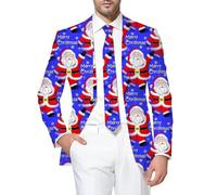 Giacca da uomo di Natale, blazer divertente, camicia di Natale, brutta felpa con bottone, con stampa 3D, per il tempo libero, a maniche lunghe, Q viola chiaro, 3XL