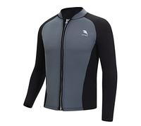 Giacca da uomo donna in neoprene da 2 mm con cerniera frontale a maniche lunghe per surf, nuoto, immersioni subacquee (4XL, Uomini-grigio/nero)