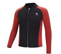 Giacca da uomo donna in neoprene da 2 mm con cerniera frontale a maniche lunghe per surf, nuoto, immersioni subacquee (4XL, uomo-nero/rosso)