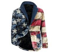 Giacca da uomo elegante casual in velluto a coste con stampa artistica grafica, elegante giacca vintage classica con risvolto colletto slim fit cappotto vestibilità regolare elegante abito per vacanze