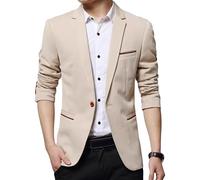 Giacca da uomo foderata con un bottone per tutti i giorni, tinta unita, con risvolto dentellato, giacche leggere per gli affari e gli sport, cachi, XXL