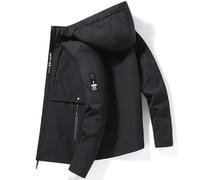 Giacca da Uomo Giacca a Vento Taglie Forti Giacca a Vento Impermeabile con Cappuccio(XXL/Nero)