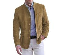 Giacca da uomo Giacca casual da uomo di grandi dimensioni con risvolto Giacche eleganti per il tempo libero con tasche e bottoni giacca giacca in velluto a coste, cachi, XXL