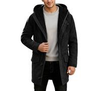 Giacca da uomo, giacca da uomo, con cappuccio, inverno, taglio più lungo con tasche frontali, capispalla casual leggero per uso quotidiano all'aperto, viaggi, fine settimana e autunno inverno