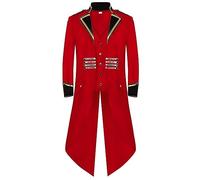 Giacca da uomo gotico, Steampunk Frack, lunga da uomo, alla moda, colore bianco, colletto alto, retrò, medievale, gonna da passeggio, cortile vittoriano, vestito da teatro, costume da Halloween