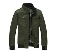 Giacca da Uomo in Cotone Leggero Giacca A Vento da Esterno Cappotto Giacche Classiche con Zip Intera Giacche con Colletto Rialzato Giacca Militare Casual da Uomo Primavera E Autunno B, C-Green, M