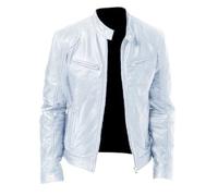 Giacca da Uomo in Pelle Con Colletto Rialzato - Ecopelle Casual Con Tasche Con Cerniera - Leggera per Moto, Autunno e Inverno