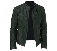 Giacca da Uomo in Pelle Con Colletto Rialzato - Giacca da Moto in Ecopelle Casual Con Tasche Con Cerniera - Leggera per Autunno Inverno