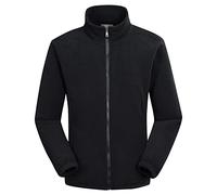 Giacca da uomo in pile polare, leggera, softshell, termica, casual, morbida, per escursioni in montagna, Nero, XL