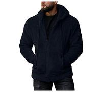 Giacca da uomo in pile Sherpa calda con colletto a camicia in velluto Teddy, zip completa, per esterni, invernale, morbida, con tasche, cappotto con cappuccio in pile, cardigan con zip per uomo, calda