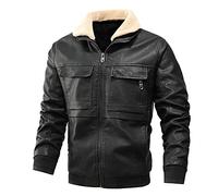 Giacca da uomo in Similpelle ecologica invernale con Collo Alto di Transizione Zippato Cerniera Casual Giacca in Pelle Cool Classic, Nero B, L Giubbini Invernali Uomo Giacca Bomber Uomo Invernali