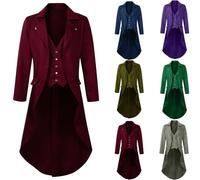 Giacca da Uomo in Stile Steampunk Vendita, 2025 Offerta Cappotto Gotico da Uomo Gentiluomo Giacca Medievale Doppiopetto Tailcoat Jacquard Trench Coat Vittoriano Giubbotto, Abbigliamento Rinascimentale