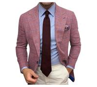 Giacca da uomo in tweed da uomo, giacca scozzese a contrasto, stile vintage, giacca sportiva britannica, blazer da sposa patchwork, con 2 bottoni, cappotto formale anni '20, Viola, XXX-Large