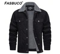 Giacca da uomo in velluto a coste foderata, calda giacca da transizione, giacca cargo invernale con collo in pelliccia di peluche Taglia: Si prega di controllare le informazioni sulla taglia nella des