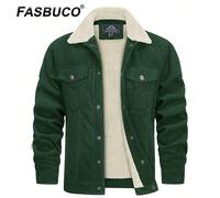 Giacca da uomo in velluto a coste foderata, calda giacca da transizione, giacca cargo invernale con collo in pelliccia di peluche Taglia: Si prega di controllare le informazioni sulla taglia nella des