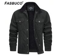 Giacca da uomo in velluto a coste foderata, calda giacca da transizione, giacca cargo invernale con collo in pelliccia di peluche Taglia: Si prega di controllare le informazioni sulla taglia nella des