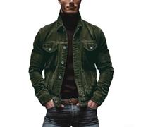 Giacca da uomo in velluto a coste stile urbano con chiusura a bottoni, ottima aggiunta a qualsiasi guardaroba invernale (2XL verde militare)