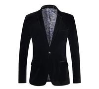 Giacca da uomo in velluto, blazer in velluto da uomo, casual, sportivo, con un bottone, giacca slim fit, per matrimoni, balli, feste, alla moda, a maniche lunghe, con risvolto, elegante, traspirante