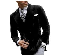 Giacca da uomo in velluto causal slim fit con 2 bottoni, blazer da sposa, da cerimonia, da uomo, giacca da smoking, da abito da uomo, Nero , 52