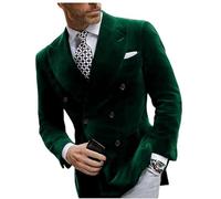 Giacca da uomo in velluto causale slim fit con 2 bottoni, blazer da uomo per matrimonio, blazer da uomo per cerimonia, giacca da smoking da uomo, Verde, 50