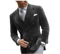 Giacca da uomo in velluto causale slim fit con 2 bottoni, blazer da uomo per matrimonio, blazer da uomo per cerimonia, giacca da smoking da uomo, Grigio, 68
