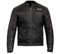 Giacca da uomo in vera pelle di pecora nera Mass Effect N7 Commander Shepard