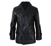 Giacca da Uomo in Vera Pelle Nera o Marrone Doppio Petto Lunga stile dr. who