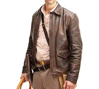 Giacca da uomo Indiana Jones Harrison Ford Classic Vera Pelle di Mucca Giacca Vera pelle marrone. XL